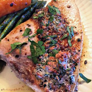 Pan Seared Swordfish with Pepper Brown Butter Sauce