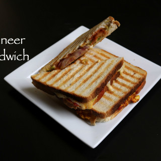 paneer sandwich recipe | grilled spicy cheese paneer sandwich