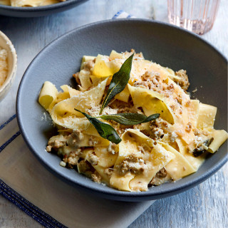 Pappardelle with Brown Butter Meat Sauce &amp; Crispy Sage