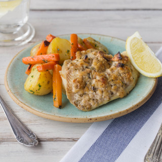 Parmesan Crusted Tilapia with Parsley Potatoes and Carrots