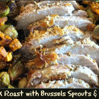 Parmesan Pork Roast with Brussels Sprouts & Sweet Potato