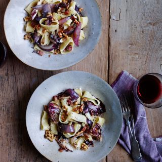 Pasta with Guanciale, Radicchio and Ricotta
