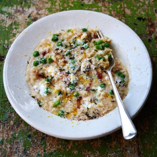 Pea and goat’s cheese risotto