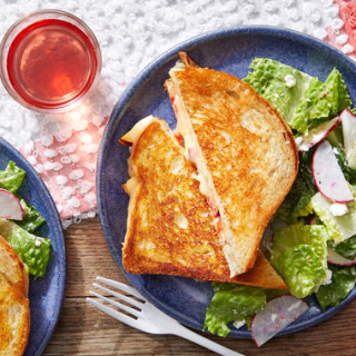 Peach &amp; Pickled Pepper Grilled Cheese with Butter Lettuce &amp; Radish 
