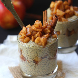 Peanut Butter Chia Pudding with Cinnamon Simmered Apples