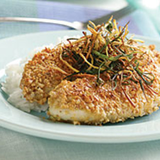 Peanut-Crusted Tilapia with Frizzled Ginger and Scallions