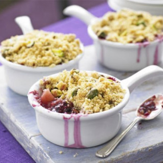Pear and blackberry crumbles