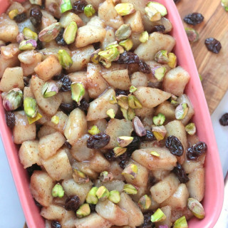 Pear and Raisin Compote with Crushed Pistachios