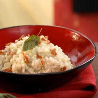 Pear Risotto with Prosciutto and Fried Sage Leaves
