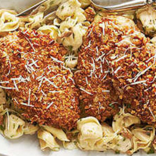 Pecan-Crusted Chicken and Tortellini with Herbed Butter Sauce