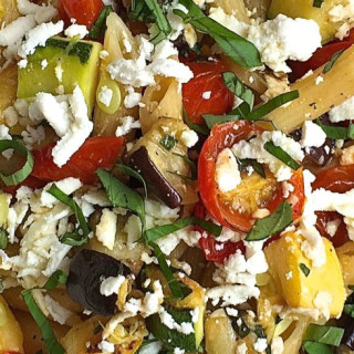 Penne with Roasted Summer Vegetables and Ricotta Salata 