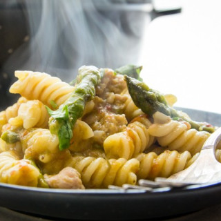 Penne with Sausage and Asparagus Cream Sauce