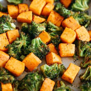 Perfectly Roasted Broccoli and Sweet Potatoes