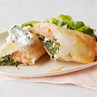Phyllo-Wrapped Salmon with Spinach and Feta