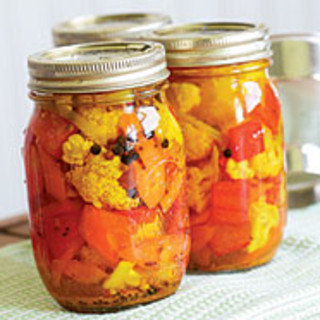 Pickled Cauliflower with Carrots and Red Bell Pepper