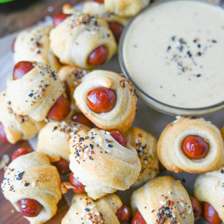 Pigs in a blanket with Honey Mustard