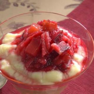 Plum and Apple Compote with Vanilla Custard