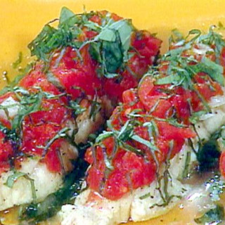 Poached Halibut with Tomato and Basil