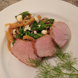 Pork Tenderloin with Fennel, Mushrooms and Blue Cheese