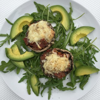 Portabella Mushrooms stuffed with Parma Ham and Manchego Cheese