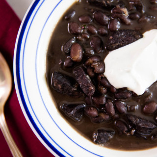 Pressure Cooker Black Bean Soup With Sausage and Cumin-Lime Sour Cream