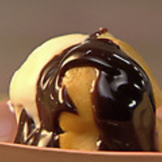 Profiteroles with Vanilla Ice Cream and Chocolate Sauce