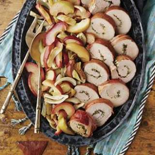Prosciutto-Wrapped Pork with Roasted Apples and Fennel