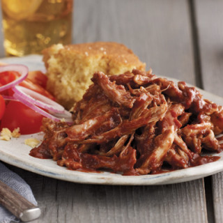Pulled Chicken with Cherry-Chile Barbecue Sauce