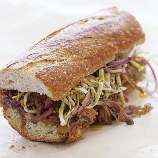 Pulled-Pork Sandwiches with Cabbage, Capers, and Herb Slaw