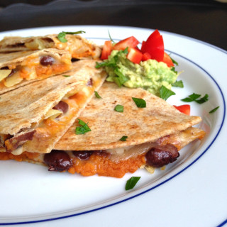 Pumpkin and Black Bean Quesadillas with Caramelized Onions