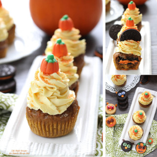 Pumpkin Oreo Cupcakes with Cinnamon Maple Frosting