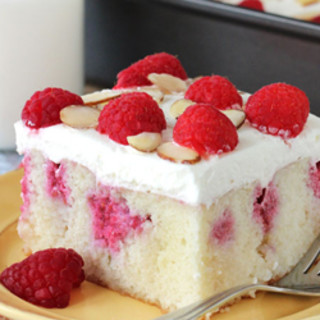 Raspberry Almond Poke Cake