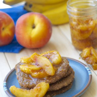Raw Oatmeal Pancakes with Peach Compote
