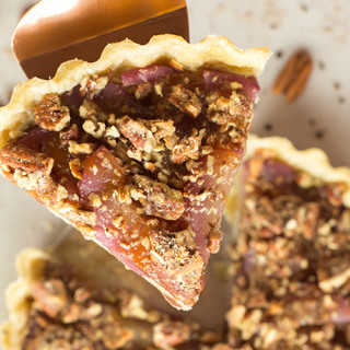 Recipe for: Poached Pear and Gorgonzola Tart with Candied Pecans