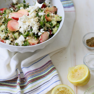 Red Grape and White Peach Tabbouleh Salad