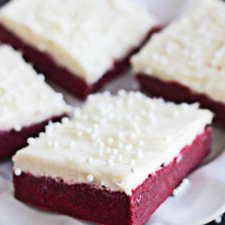 Red Velvet Sugar Cookie Bars with Cream Cheese Frosting