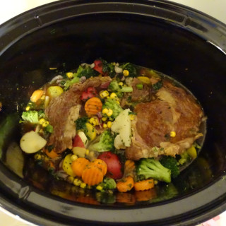 Rib Eye Steak and Vegetables Cooked in a Crock Pot-Slow Cooker