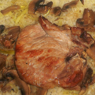 Rice and Pork Chops with mushrooms