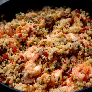 Rice with chorizo and shrimp