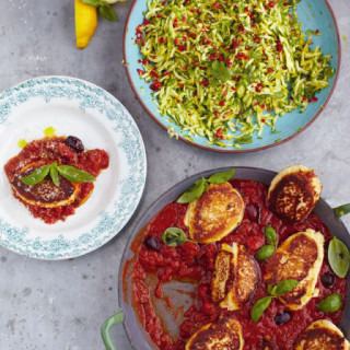 Ricotta Fritters with Tomato Sauce & Courgette Dalad