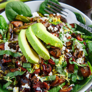 Roast Asparagus and Mushroom Chicken Spinach Salad with Bacon, Avocado and 