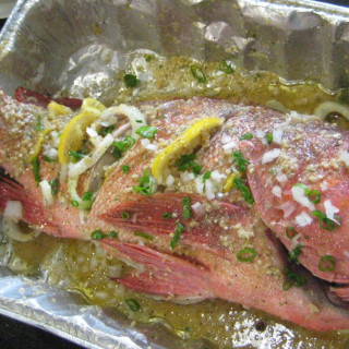 Roast Red Snapper W/ Fresh Herbs, Garlic and Olive Oil (Mf)