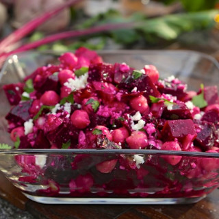 Roasted Beet Salad with Chickpeas and Red Onion