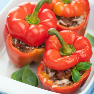 Roasted Bell Peppers Stuffed with Quinoa