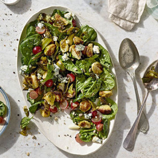 Roasted Brussels Sprouts and Spinach Salad