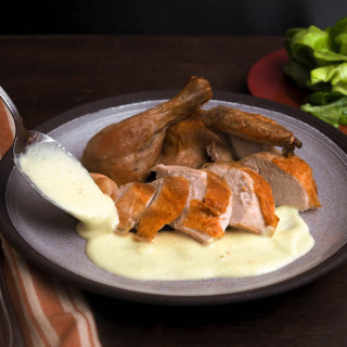 Roasted Chicken With Classic or Curry Soubise (Onion Sauce)