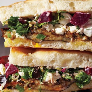 Roasted Eggplant and Pickled Beet Sandwiches