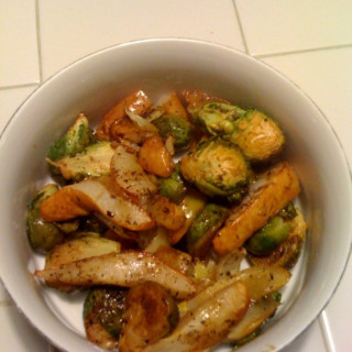 Roasted Pears and Brussel Sprouts