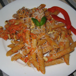 Roasted Red Pepper Pesto on Penne