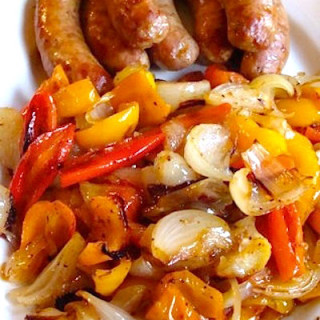 Roasted Sausages with Peppers and Onions
